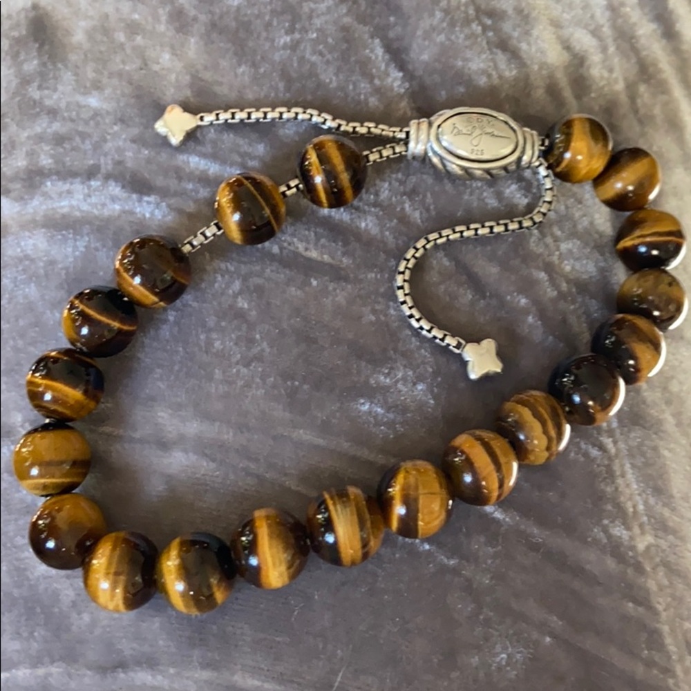 David Yurman Tiger Eye beaded slip on bracelet.